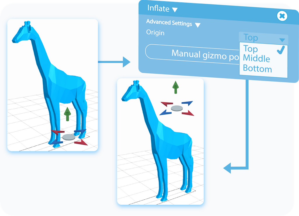 Customize the point of origin for the Inflate tool